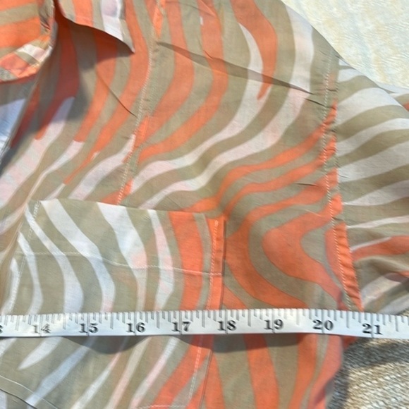 Diane von Furstenberg (DVF),Soleil Coral Wave Print,Cotton Romper,Size Large - Picture 9 of 12